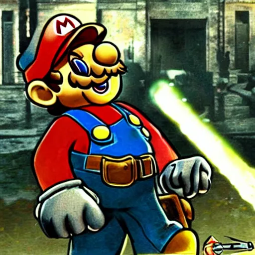 Prompt: mario in ww 2