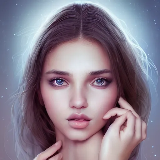 Image similar to a sad gorgeous female, photo, professionally retouched, soft lighting, wearing sundress, illuminated by moonlight, realistic, smooth face, tanned goddess, luscious lips, perfect eyes, wide angle, sharp focus on eyes, 8 k high definition, insanely detailed, intricate, elegant, art by artgerm and wlop