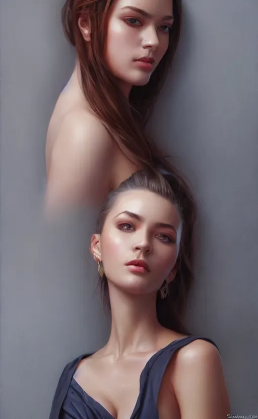 Image similar to full length photo of a gorgeous young woman in the style of stefan kostic, realistic, sharp focus, 8k high definition, insanely detailed, intricate, elegant, art by stanley lau and artgerm