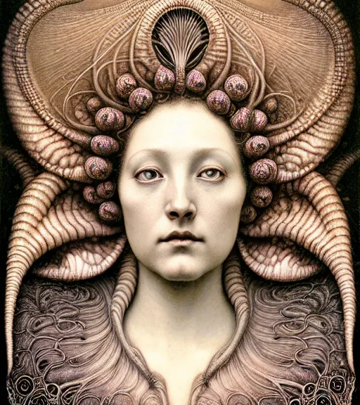 Prompt: detailed realistic beautiful tulip goddess face portrait by jean delville, gustave dore, iris van herpen and marco mazzoni, art forms of nature by ernst haeckel, art nouveau, symbolist, visionary, gothic, neo - gothic, pre - raphaelite, fractal lace, intricate alien botanicals, ai biodiversity, surreality, hyperdetailed ultrasharp octane render