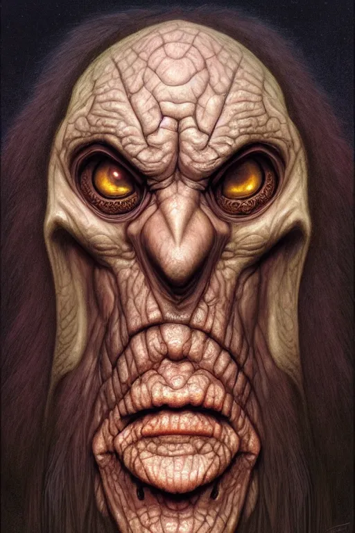 Prompt: anthropomorphic wizard head in death darkiron mr bean giant pupils, intricate, elegant, highly detailed face, wide angle, digital painting, artstation, concept art, sharp focus, illustration, art by artgerm, bob eggleton, stephen hickman, richard corben, wayne barlowe, greg rutkowski, alphonse mucha, 8 k