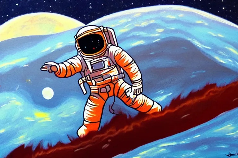 Image similar to an astronaut laying on mars in the style of flooko, acrylic art, detailed, moonlight,