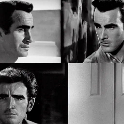 Image similar to still frames from action movie starring montgomery clift movie