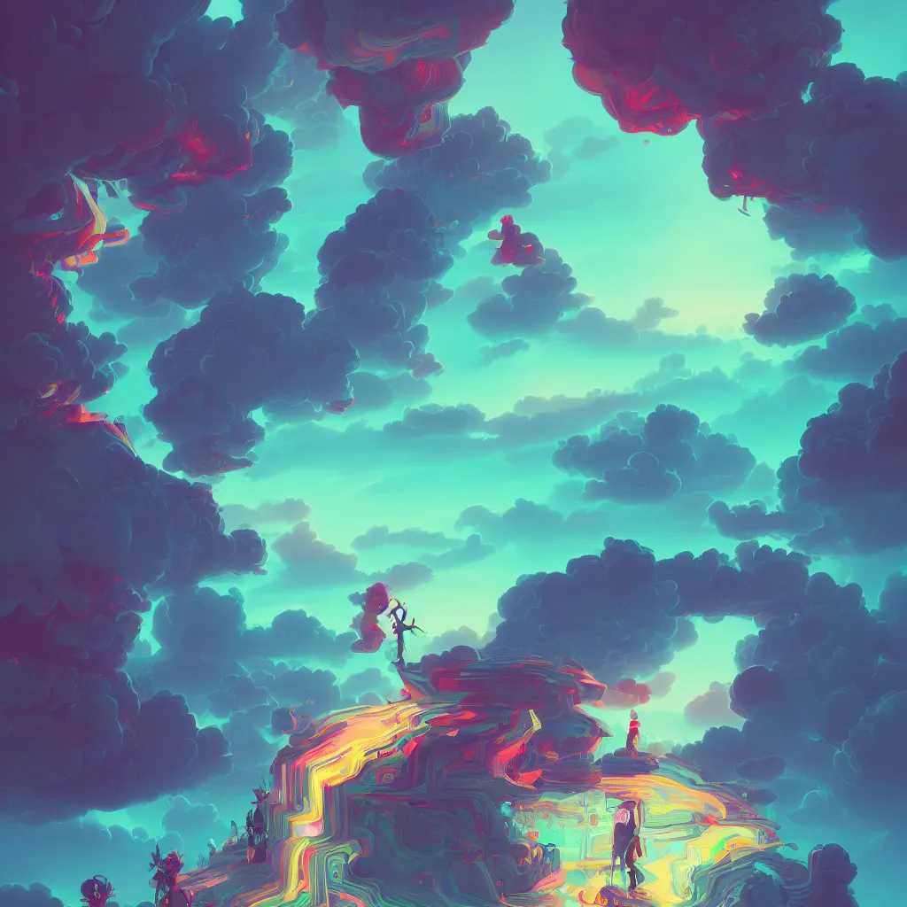 Image similar to a simple micro-service deployed to a datacenter, cloud, security, attack vector, trending on Artstation, painting by Jules Julien, Leslie David and Lisa Frank and Peter Mohrbacher and Alena Aenami and Dave LaChapelle muted colors with minimalism