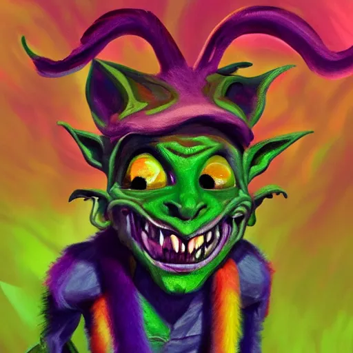 Prompt: painting of a goblin pride parade artstation rainbow color scheme