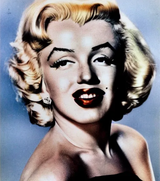 Image similar to 1950 autographed picture of Marilyn Monroe in color