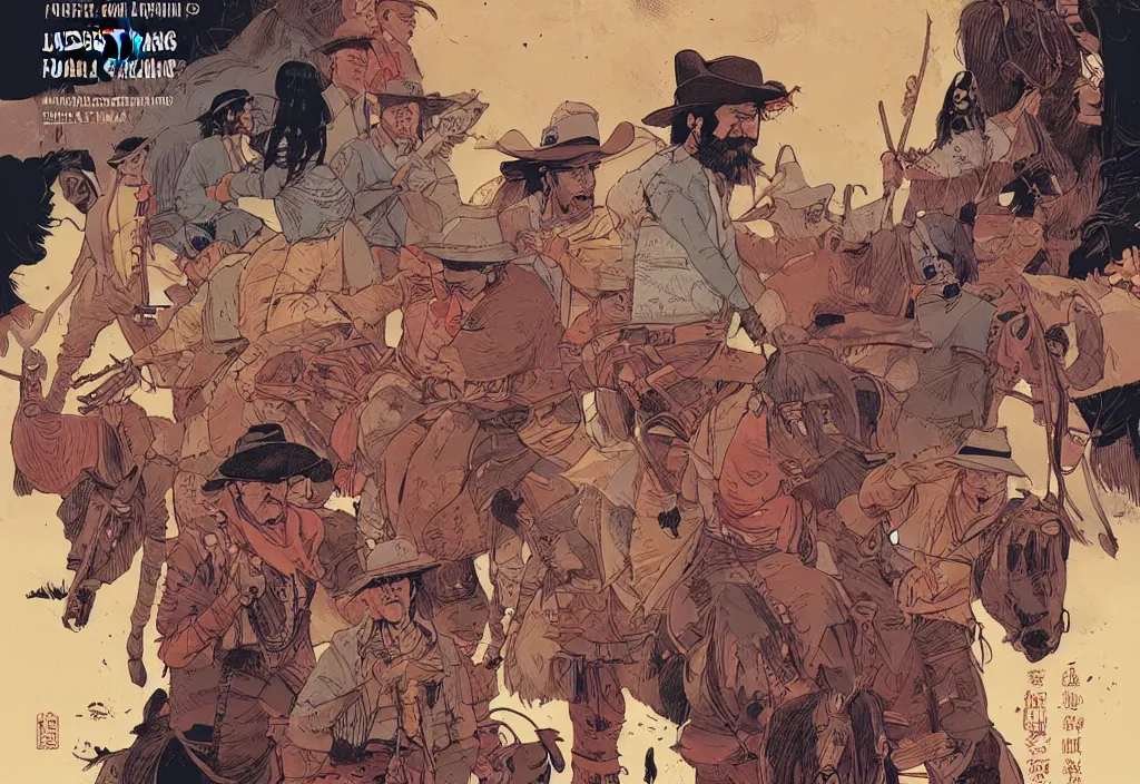 Prompt: Cowboys and Indians by Feng Zhu and Loish and Laurie Greasley, Victo Ngai, Andreas Rocha, John Harris