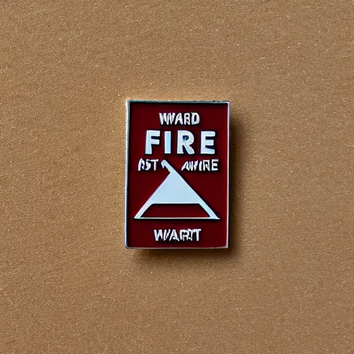 Image similar to an award - winning photo of a retro minimalistic clean fire warning enamel pin, behance
