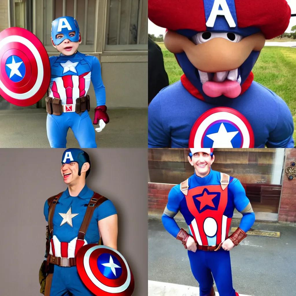 Prompt: Goofy as captain America