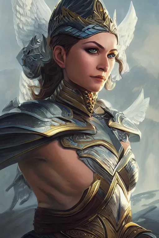 Image similar to amazon valkyrie athena, d & d, fantasy, portrait, highly detailed, headshot, digital painting, trending on artstation, concept art, sharp focus, illustration, art by artgerm and greg rutkowski and magali villeneuve