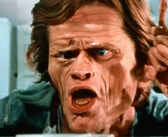 Image similar to a still of willem dafoe in squirm ( 1 9 7 6 ), 4 k, hi - res