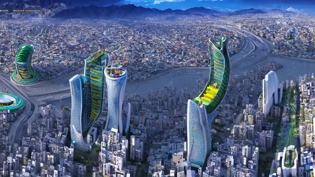 Image similar to Optimistic Nucleur filled vision of futuristic Quito, Ecuador; by Oswaldo Moncayo and Vincent Callebaut; Art Direction by James Cameron; 4K, 12K