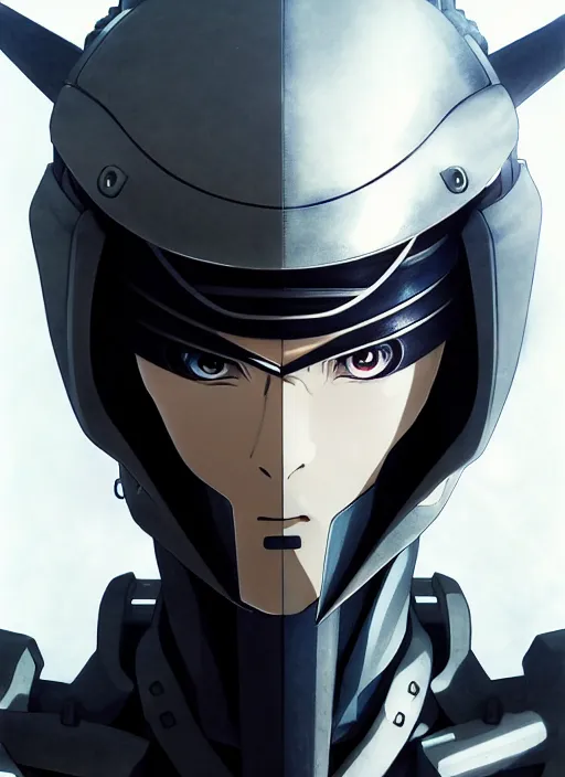 Image similar to a anime portrait of a cyborg ninja raiden, finely detailed features, closeup at the face, sharp focus, perfect art, warzone background, cinematic lighting, intricate, anime, illustration, artstation, trending on pixiv fanbox, painted by greg rutkowski, studio ghibli, yoji shinkawa, hayao miyazaki,