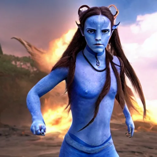 Image similar to Still of Emma Watson characterized as an Avatar movie