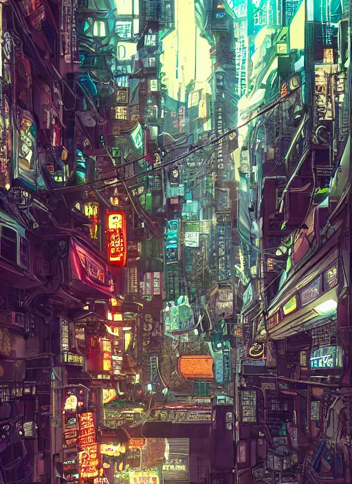 Image similar to manga cover, mike wazowski from monsters inc, intricate cyberpunk city, emotional lighting, character illustration by tatsuki fujimoto