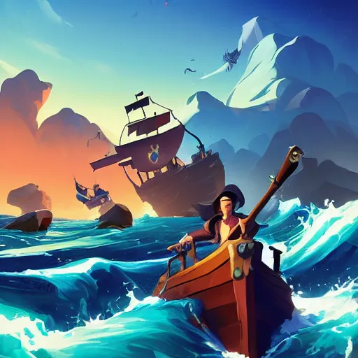 Image similar to painting treasure on sea of thieves game smooth median photoshop filter cutout vector, behance hd by jesper ejsing, by rhads, makoto shinkai and lois van baarle, ilya kuvshinov, rossdraws global illumination