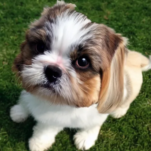 Prompt: a shih tzu, mixed with tabby cat