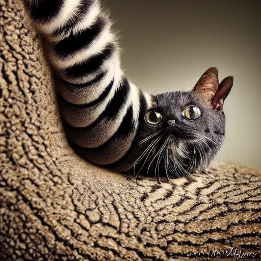 Image similar to a caterpillar - cat - hybrid, animal photography