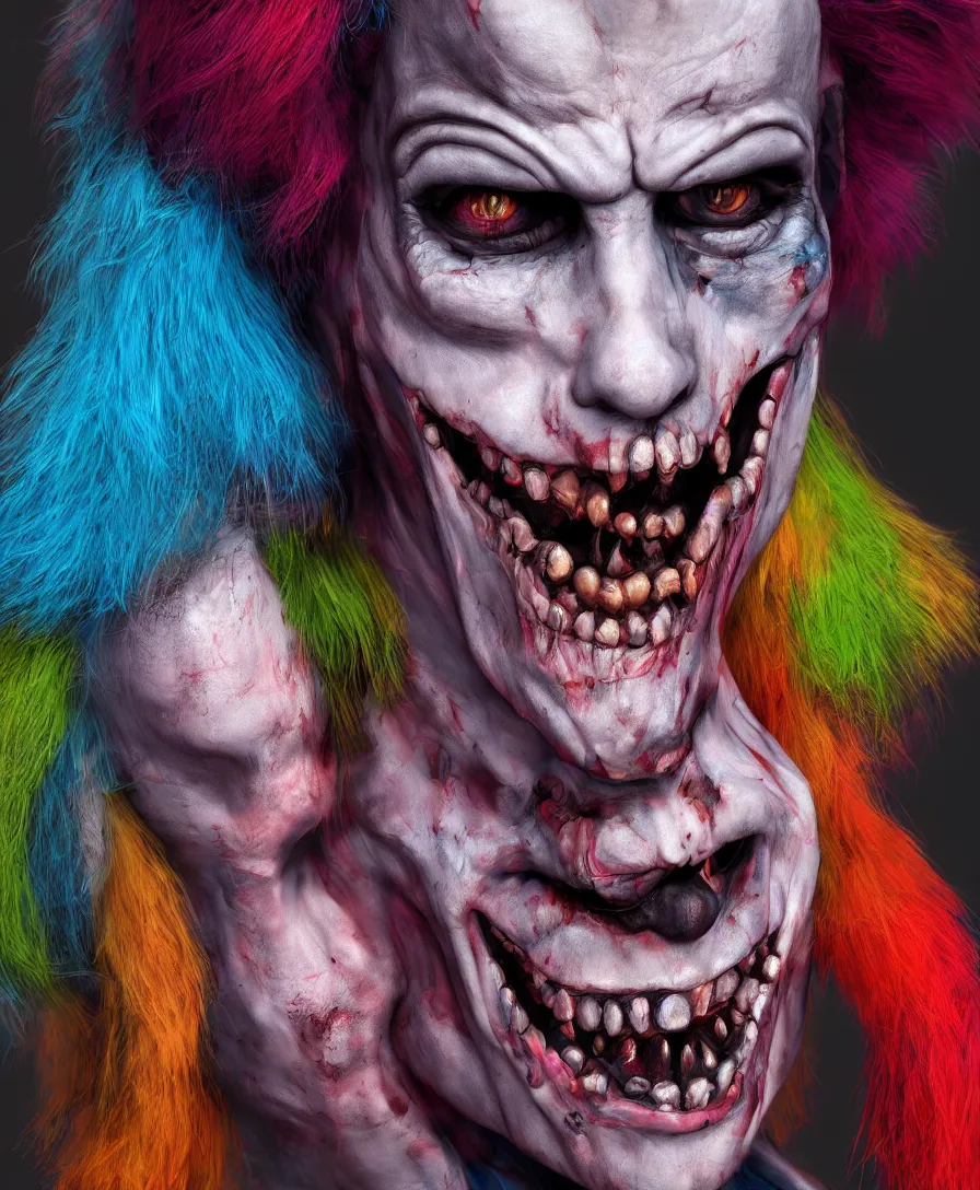 Prompt: portrait death Clown, high detail, artstation, octane render, cinematic, hyper realism, concept art, illustration, vibrant colors