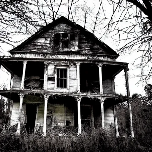 Image similar to a skeleton monster in an old abandoned house