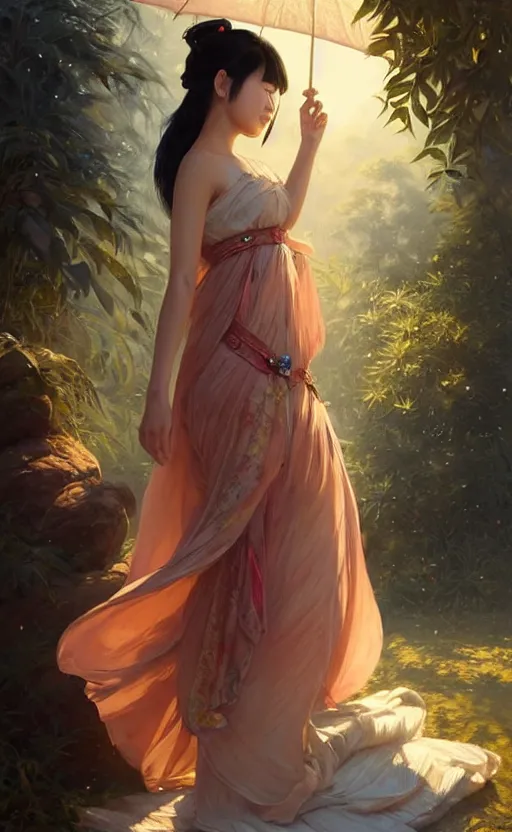 Image similar to a beautiful young charming asian goddess with sundress and jewelry | | winter, realistic shaded, unpleasant face, good looking, fine details, dior, lv, realistic shaded lighting poster by greg rutkowski, macoto takahashi, magali villeneuve, artgerm, jeremy lipkin and michael garmash