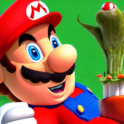 Image similar to super Mario with giant Venus flytrap