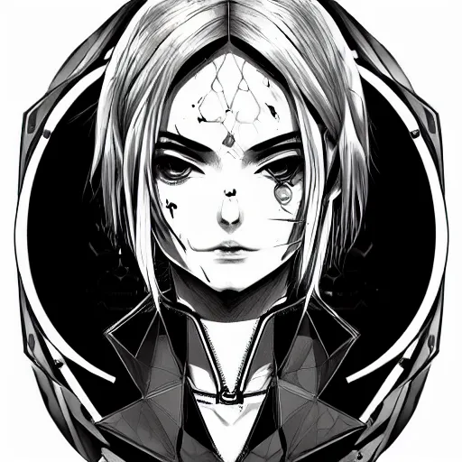 Prompt: techwear occultist, chaos magick, leviathan cross, androgynous, beautiful, detailed symmetrical close up portrait, intricate complexity, in the style of artgerm and ilya kuvshinov, cel shaded