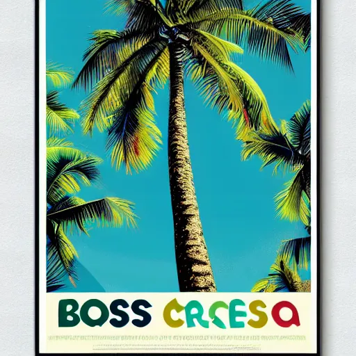 Prompt: bossanova poster brazil corcovado vintage palmtree colorful vector