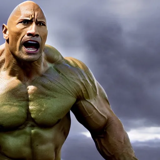 Image similar to Dwayne the rock Johnson plays the Incredible Hulk in new ultra hd movie, IMAX