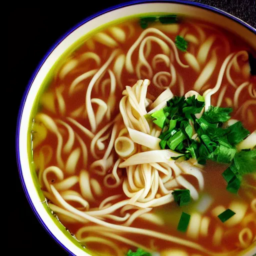 Image similar to Extremely hot, steaming bowl of noodle soup, daring you to eat it. Anthropomorphic. Extremely detailed. Award winning. Intense. Demonic.