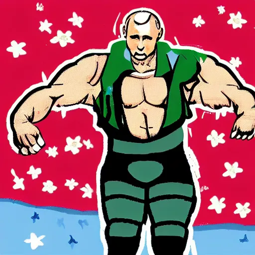 Image similar to illustration of putin as a wrestler