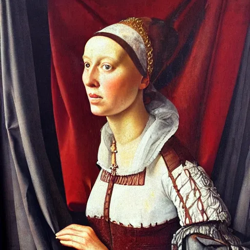 Image similar to portrait of a beautiful woman in a dress, oil painting in a renaissance style, detailed