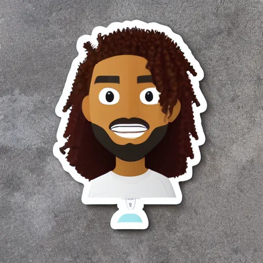 Prompt: a memoji sticker of a cool black guy with freckles and frizzy red hair