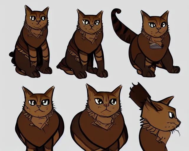 Prompt: king cat character reference sheet, trending on artstation, indie games, digital art, line art