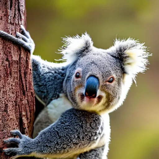 Prompt: koala walking on a rope, high