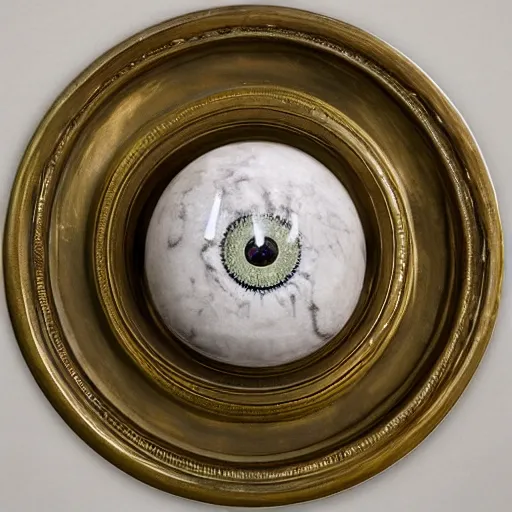 Image similar to marble statue of an intricately detailed eye floating, symmetrical