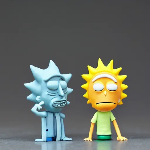 Prompt: Rick and Morty clay figures