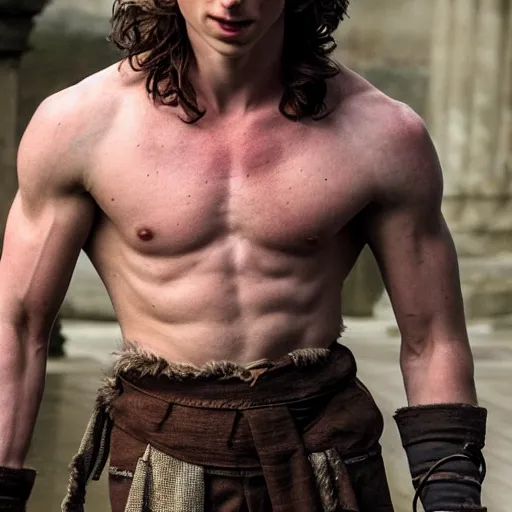 Prompt: first photos of 2 0 2 4 3 0 0 remake - muscular timothy chalamet as leonidas, put on 1 0 0 pounds of muscle, looks different, steroids, hgh, ( eos 5 ds r, iso 1 0 0, f / 8, 1 / 1 2 5, 8 4 mm, postprocessed, crisp face, facial features )