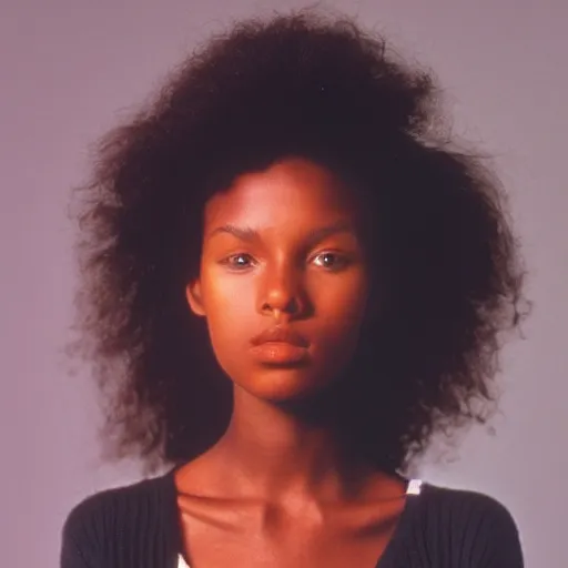 Image similar to photo of a beautiful 1 9 8 7 black young female model