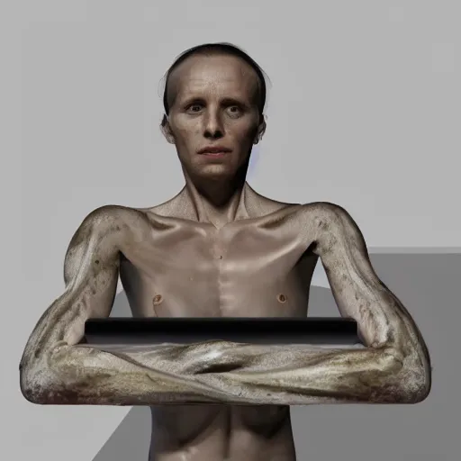 Prompt: a computer made out of flesh, hyper realistic, highly detailed, high quality, high resolution