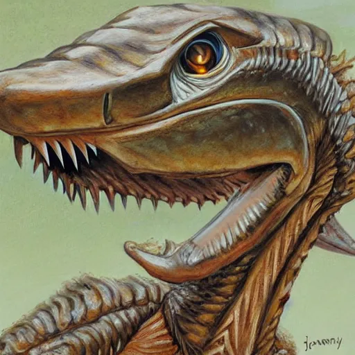 Image similar to teriyaki pterodactyl, pterodactyl made of teriyaki, teriyakidactyl, painting by james gurney