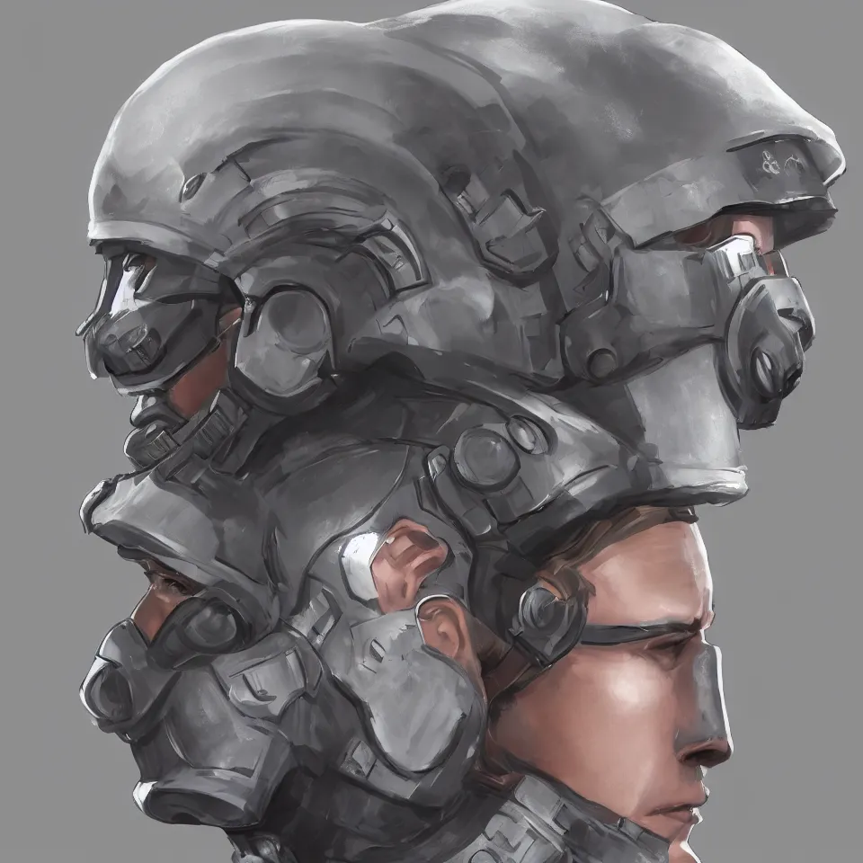 Prompt: front view person solider cyber headgear combat vision helmet highly detailed, digital painting, hyper concept art, smooth, crisp sharp focus, simple draft aaa unreal artstation