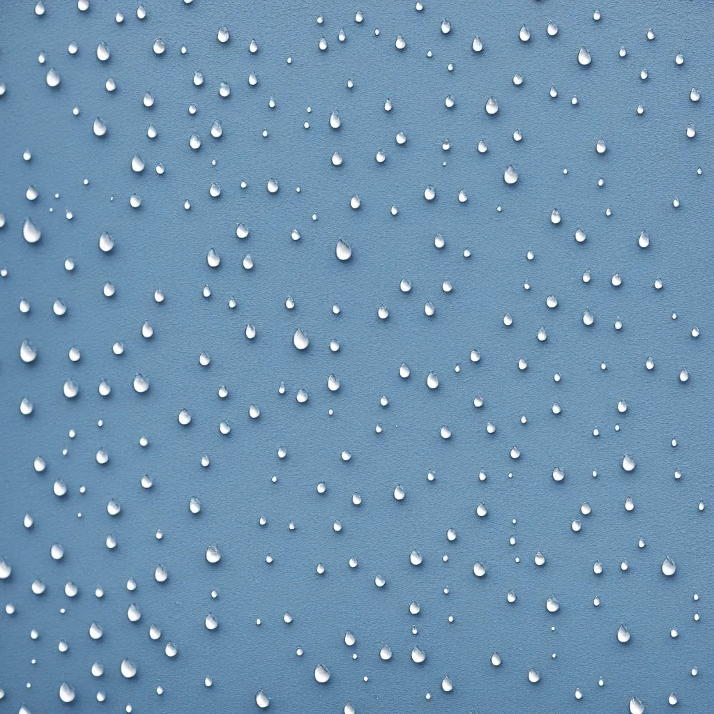 Prompt: large raindrops on blue wall, 8k