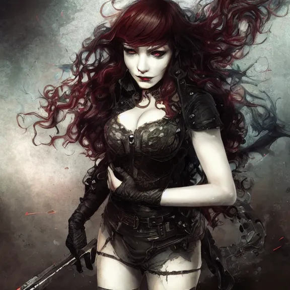 Image similar to christina hendricks!!! goth, tankoban, 4 k, tone mapping, akihiko yoshida, james jean andrei riabovitchev marc simonetti, yoshitaka amano, long hair, curly, h. hydrochaeri