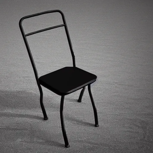 Prompt: a simple, black, metal, foldable chair with 4 legs