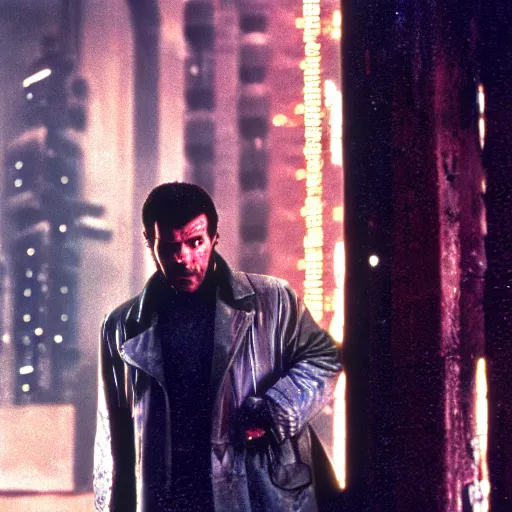 Prompt: 30 year old Jack Nicholson as Rick Deckard on blade runner 1982, movie still, in color, movie frame, detailed face, symmetrical face, 4k,