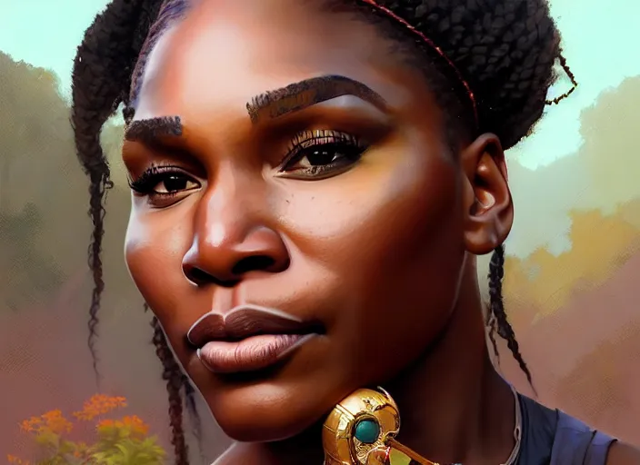 Prompt: highly detailed portrait of serena williams, unreal engine, fantasy art by greg rutkowski, loish, rhads, ferdinand knab, makoto shinkai and lois van baarle, ilya kuvshinov, rossdraws, tom bagshaw, global illumination, radiant light, detailed and intricate environment