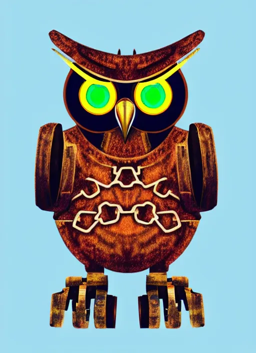 Image similar to colored pencil and pen drawing of an animatronic robot owl, bird made from rusty old keys and padlocks, space background, 8 k photorender realityengine