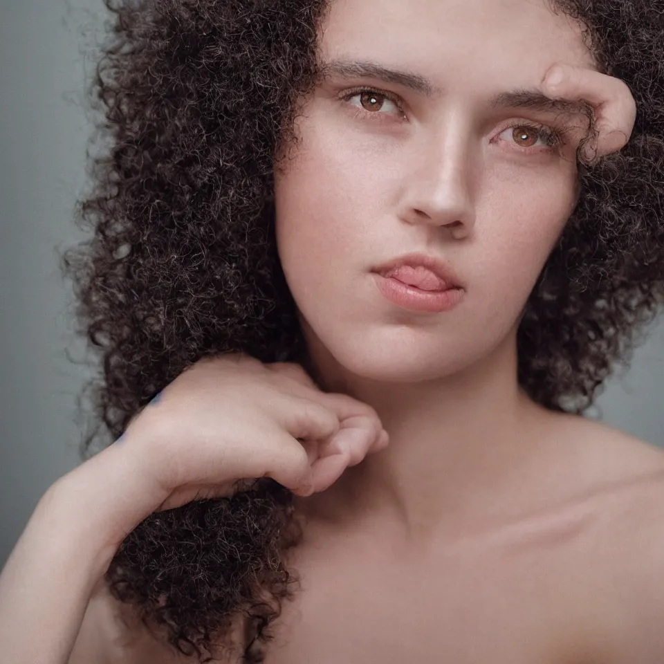 Prompt: Kodak Portra 400, 8K, Soft Light, Volume Lighting, Highly Detailed, English Marin Style 34 Closeup Photo Portrait of Enrico Letta, A realistic CG rendering, a beautiful girl, long black curly hair, a slightly round face, deep and charming eyes, a touch of blush, a small and exquisite nose, delicate pale pink lips, a symmetrical face , symmetrical eyes, elegant and lovelyin , with highly detailed photorealistic, realistic, refined, highly detailed, natural Soft soft lighting color scheme for outdoor, fine art photography outdoors, ultra-realistic, photo-realistic