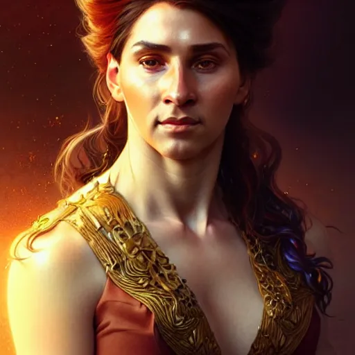 Image similar to lionel messi as a female, d & d style, fantasy, intricate, elegant, highly detailed, digital painting, artstation, concept art, matte, sharp focus, illustration, art by artgerm and greg rutkowski and alphonse mucha